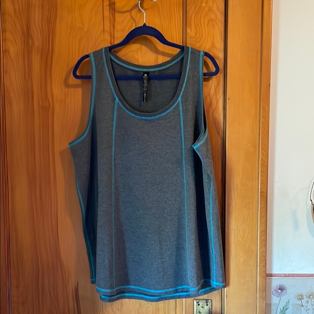 Gray and Blue Women's Tank Top